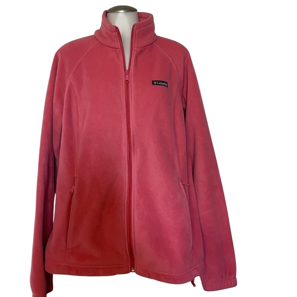 Columbia Women Fleece Jacket Full Zip Pink XL Outdoor Activewear EUC NICE!
